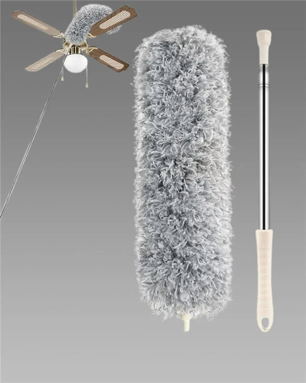 Microfiber Duster – 100-Inch Extendable Handle | Bendable Head for Ceiling Fans & High Places