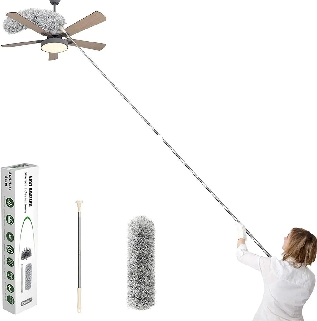 Microfiber Duster – 100-Inch Extendable Handle | Bendable Head for Ceiling Fans & High Places
