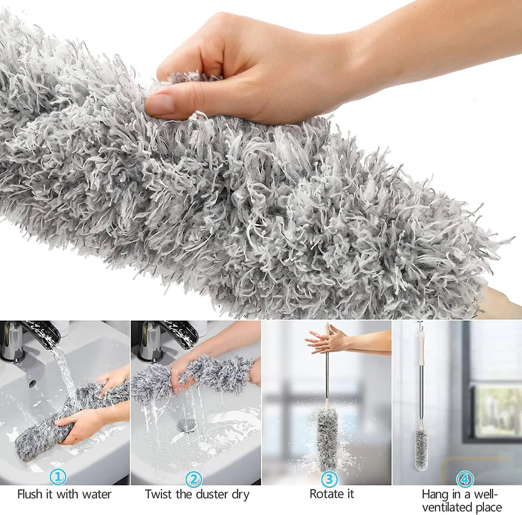 Microfiber Duster – 100-Inch Extendable Handle | Bendable Head for Ceiling Fans & High Places