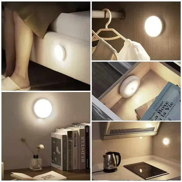 Motion Sensor LED Night Light (Pack of 2) | USB Rechargeable Wireless Light for Wardrobe, Stairs & Bedroom