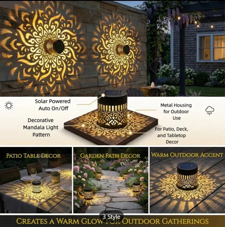 Solar Mandala Fence Light | Decorative Outdoor Wall & Garden Light with Warm Glow Pattern