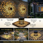 Solar Mandala Fence Light | Decorative Outdoor Wall & Garden Light with Warm Glow Pattern