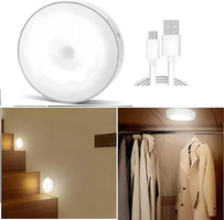 Motion Sensor LED Night Light (Pack of 2) | USB Rechargeable Wireless Light for Wardrobe, Stairs & Bedroom