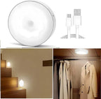 Motion Sensor LED Night Light (Pack of 2) | USB Rechargeable Wireless Light for Wardrobe, Stairs & Bedroom